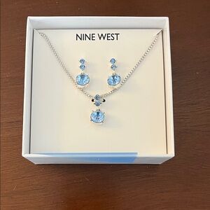 Nine West Silver Necklace with Blue Accents